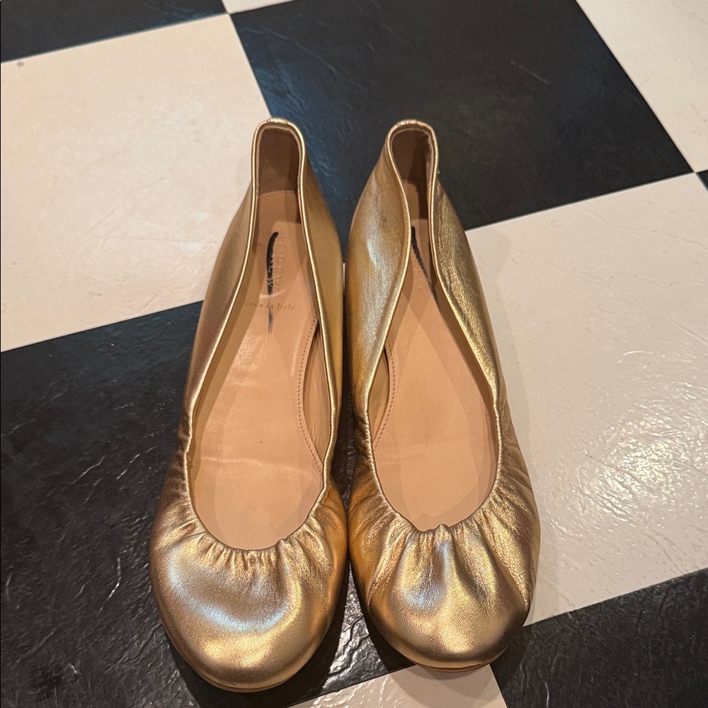 J. Crew Metallic Gold Leather Ballet Flats